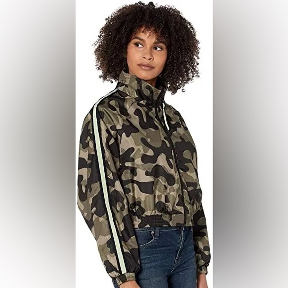 Blanc Noir Camo Cropped Bomber Jacket with side stripe Size M - Picture 10 of 15
